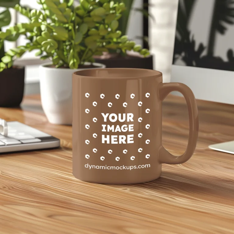 11oz Blank Brown Ceramic Coffee Mug Mockup Template