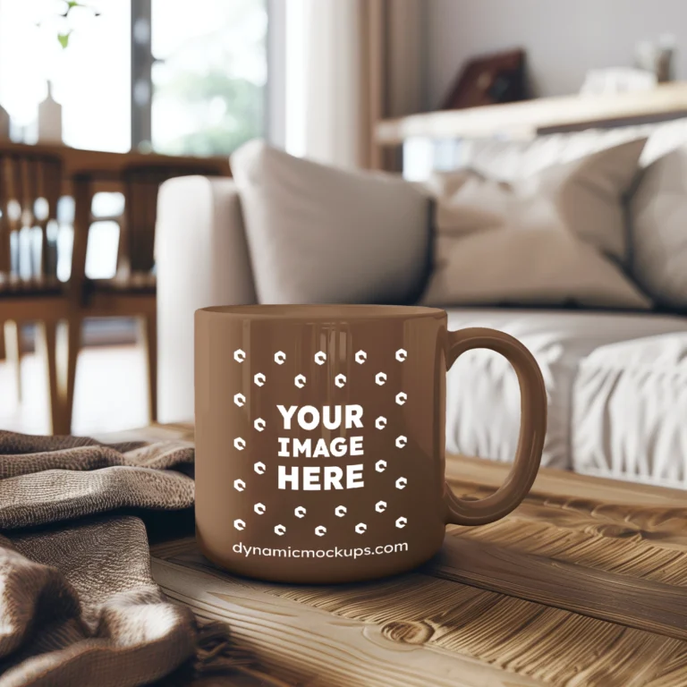 11oz Blank Brown Ceramic Coffee Mug Mockup Template