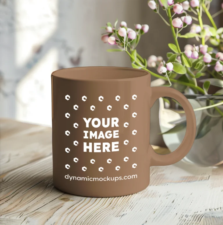 11oz Blank Brown Ceramic Coffee Mug Mockup Template