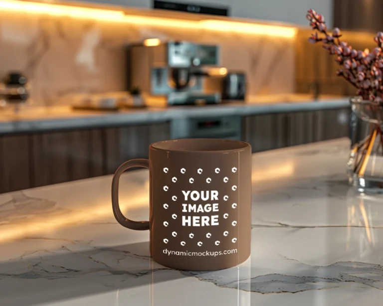 11oz Blank Brown Ceramic Coffee Mug Mockup Template