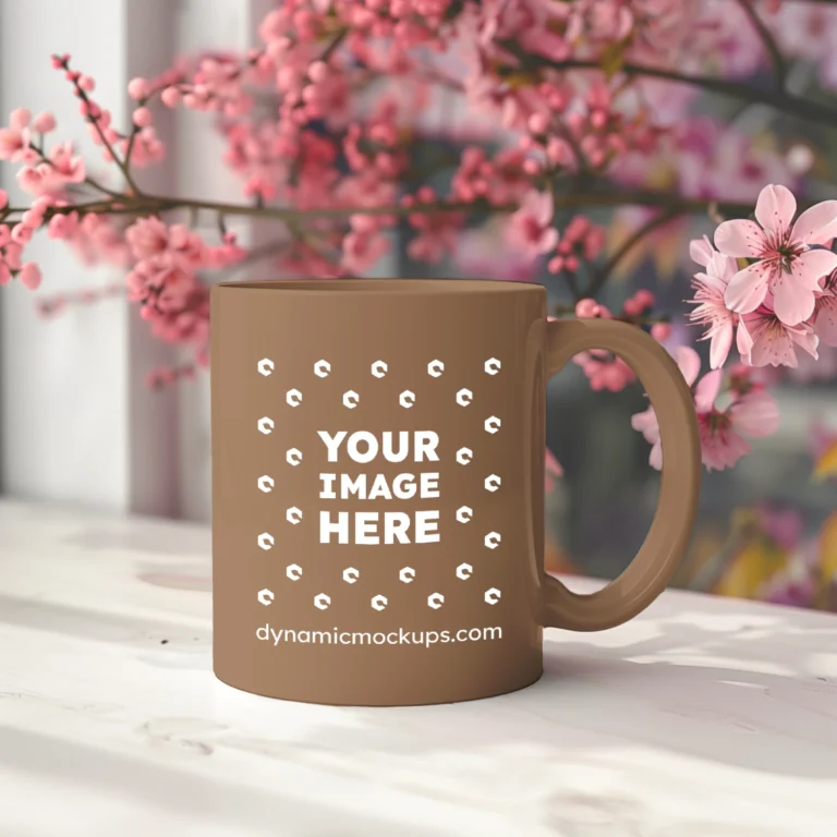 11oz Blank Brown Ceramic Coffee Mug Mockup Template