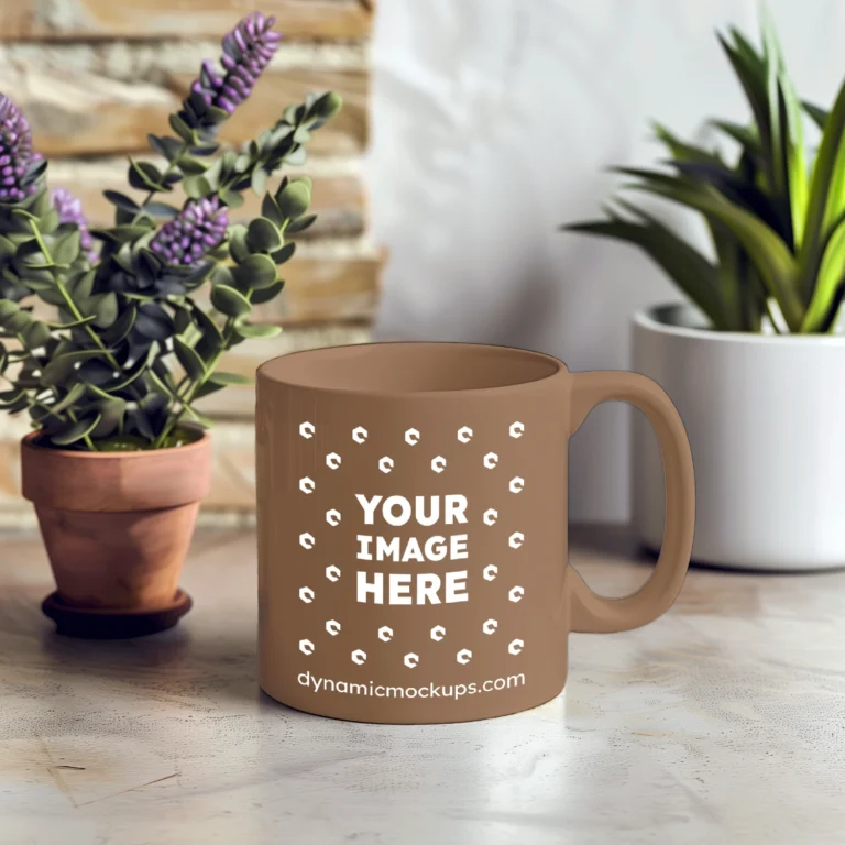 11oz Blank Brown Ceramic Coffee Mug Mockup Template