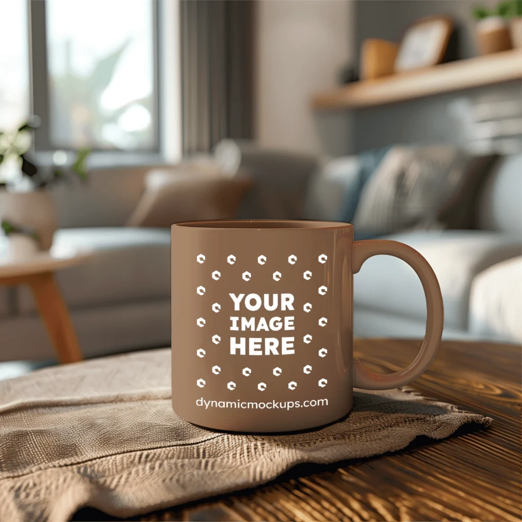 11oz Blank Brown Ceramic Coffee Mug Mockup Template