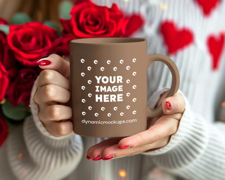 11oz Blank Brown Ceramic Coffee Mug Mockup Template