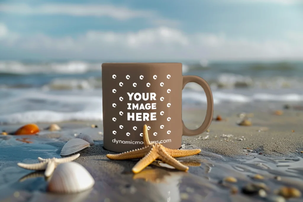 11oz Blank Brown Ceramic Coffee Mug Mockup Template