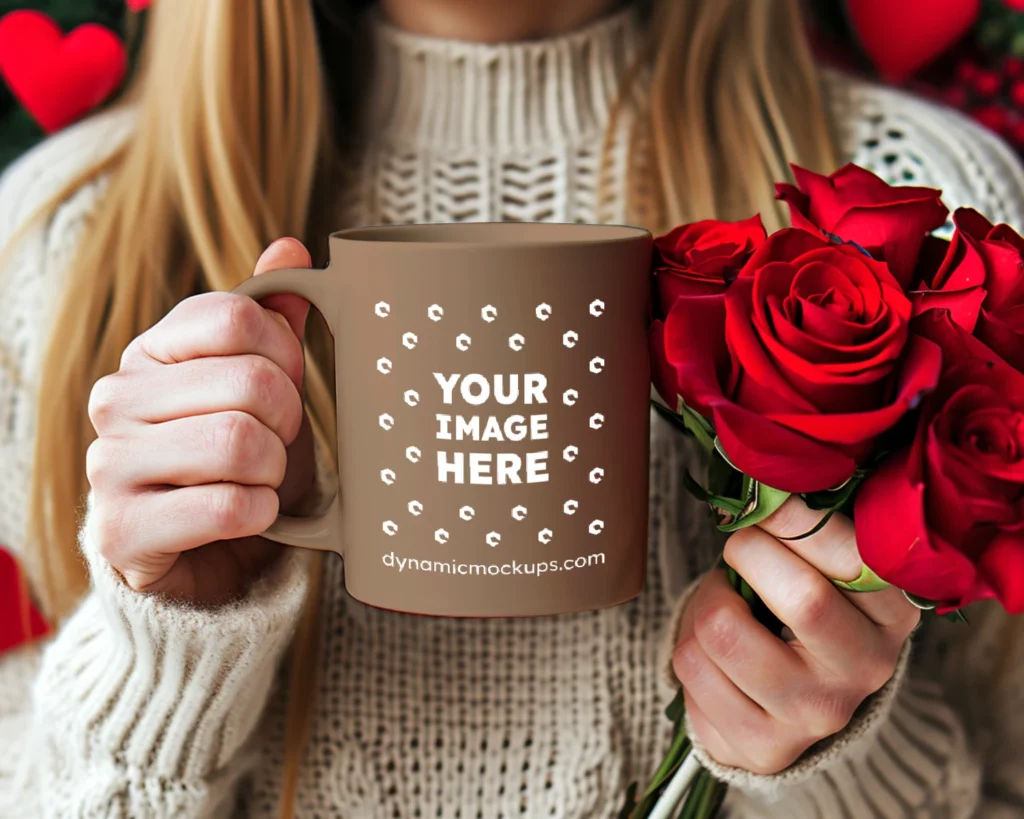 11oz Blank Brown Ceramic Coffee Mug Mockup Template