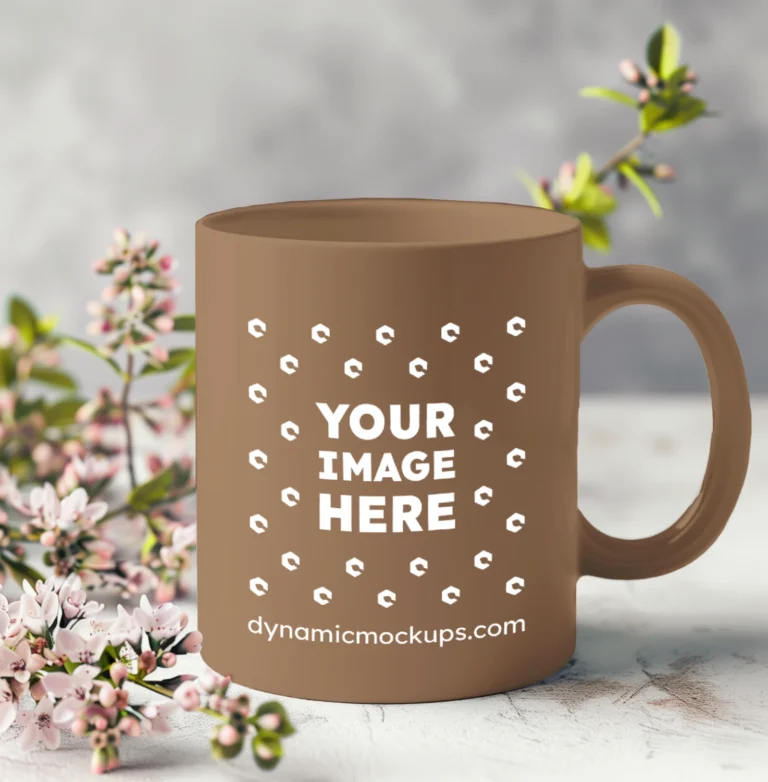 11oz Blank Brown Ceramic Coffee Mug Mockup Template