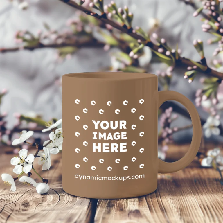 11oz Blank Brown Ceramic Coffee Mug Mockup Template