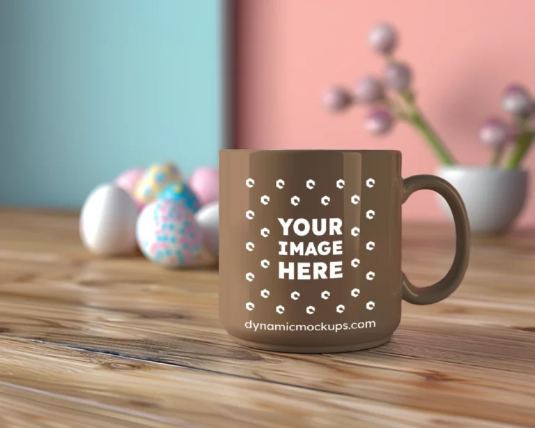 11oz Blank Brown Ceramic Coffee Mug Mockup Template