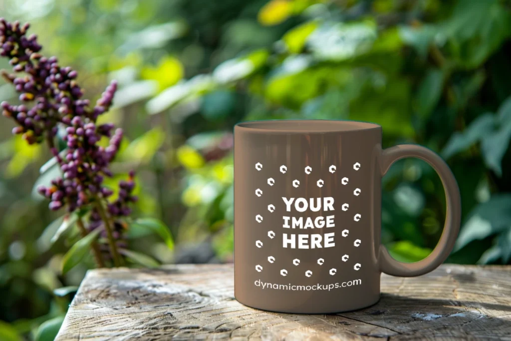 11oz Blank Brown Ceramic Coffee Mug Mockup Template