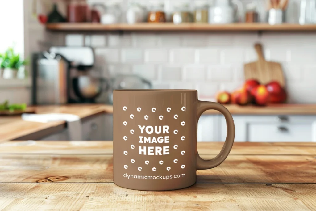 11oz Blank Brown Ceramic Coffee Mug Mockup Template