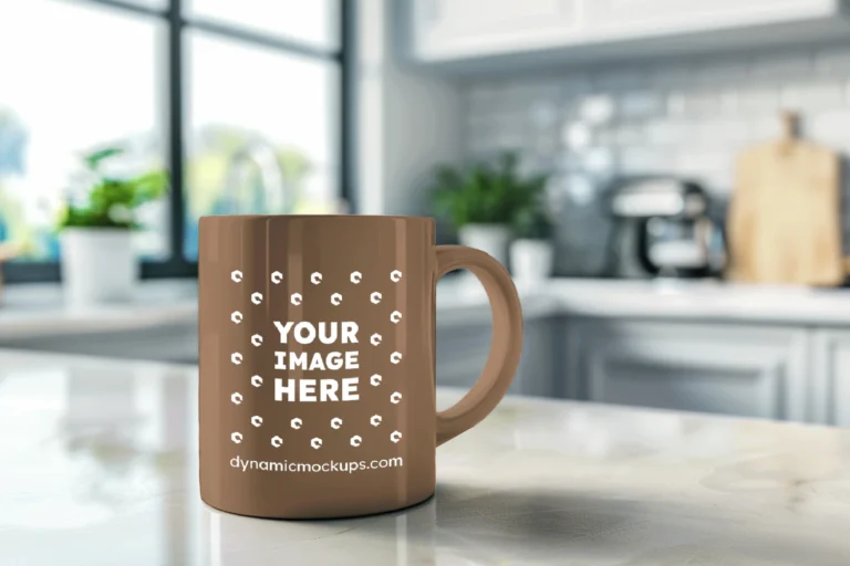 11oz Blank Brown Ceramic Coffee Mug Mockup Template