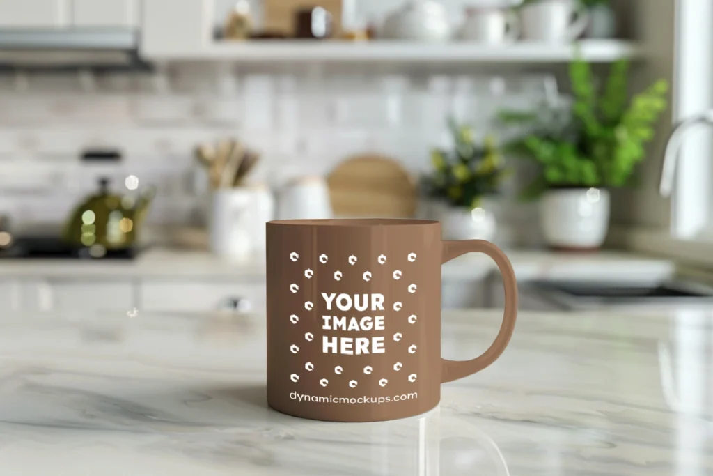 11oz Blank Brown Ceramic Coffee Mug Mockup Template