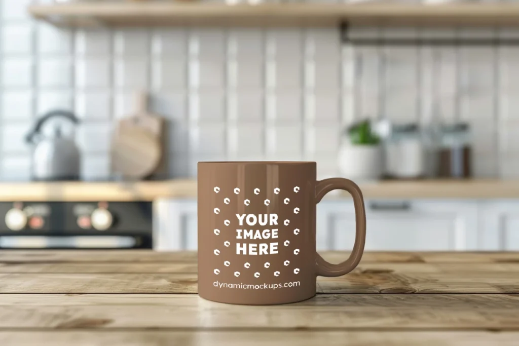 11oz Blank Brown Ceramic Coffee Mug Mockup Template