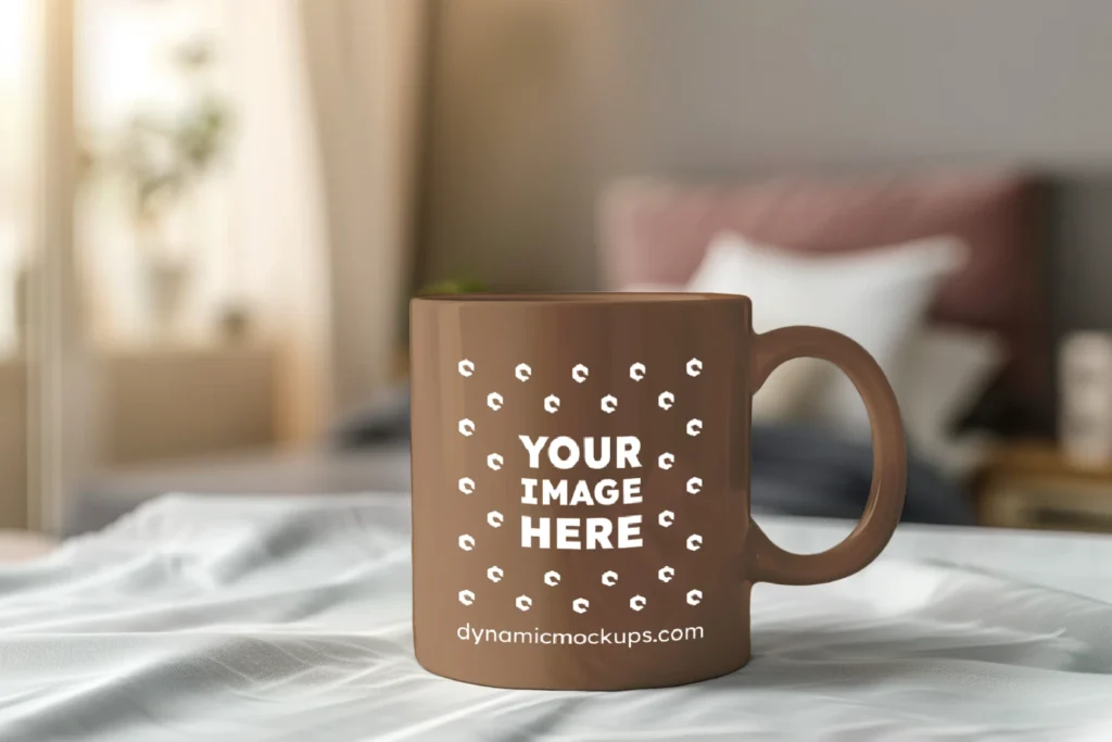 11oz Blank Brown Ceramic Coffee Mug Mockup Template