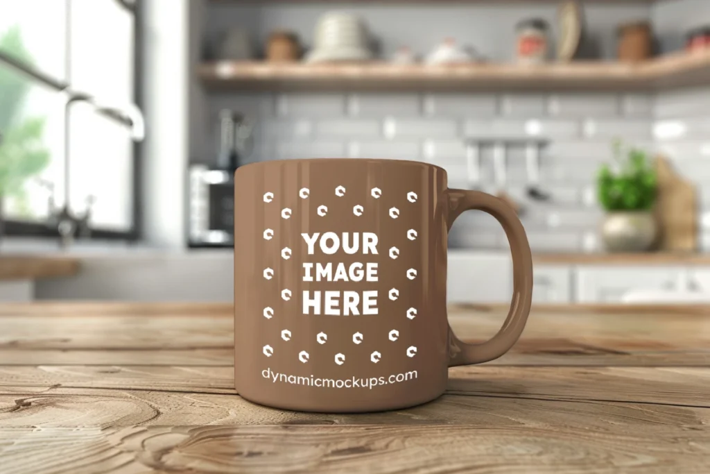 11oz Blank Brown Ceramic Coffee Mug Mockup Template