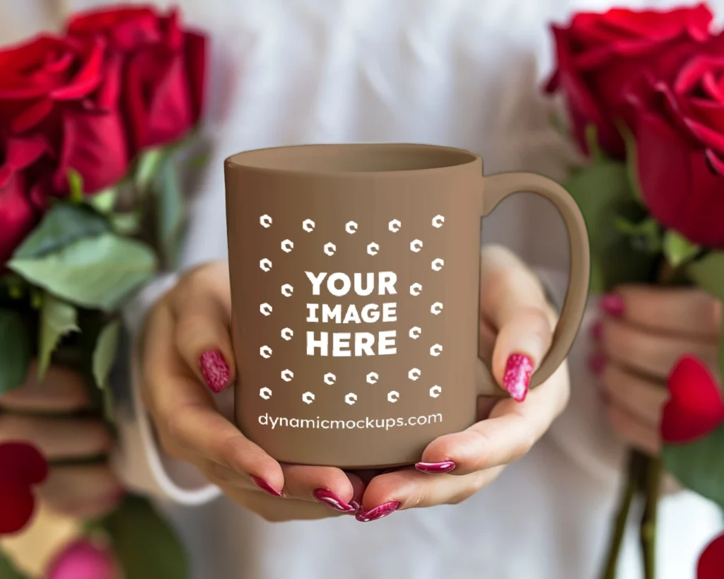 11oz Blank Brown Ceramic Coffee Mug Mockup Template