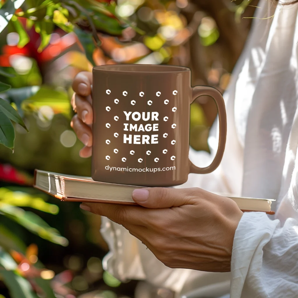 11oz Blank Brown Ceramic Coffee Mug Mockup Template