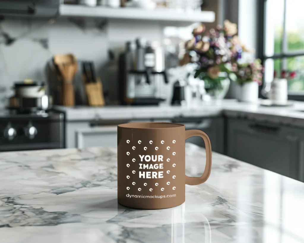 11oz Blank Brown Ceramic Coffee Mug Mockup Template