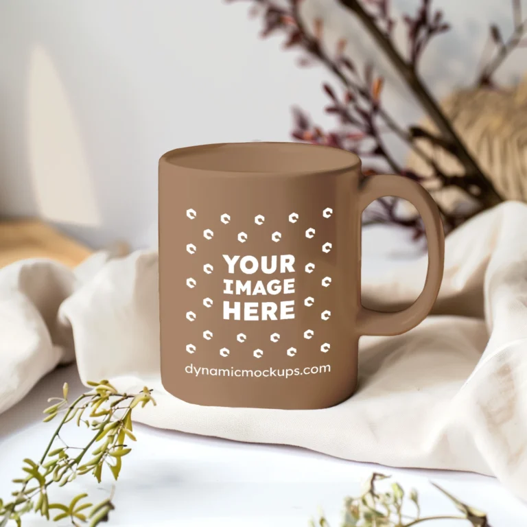 11oz Blank Brown Ceramic Coffee Mug Mockup Template