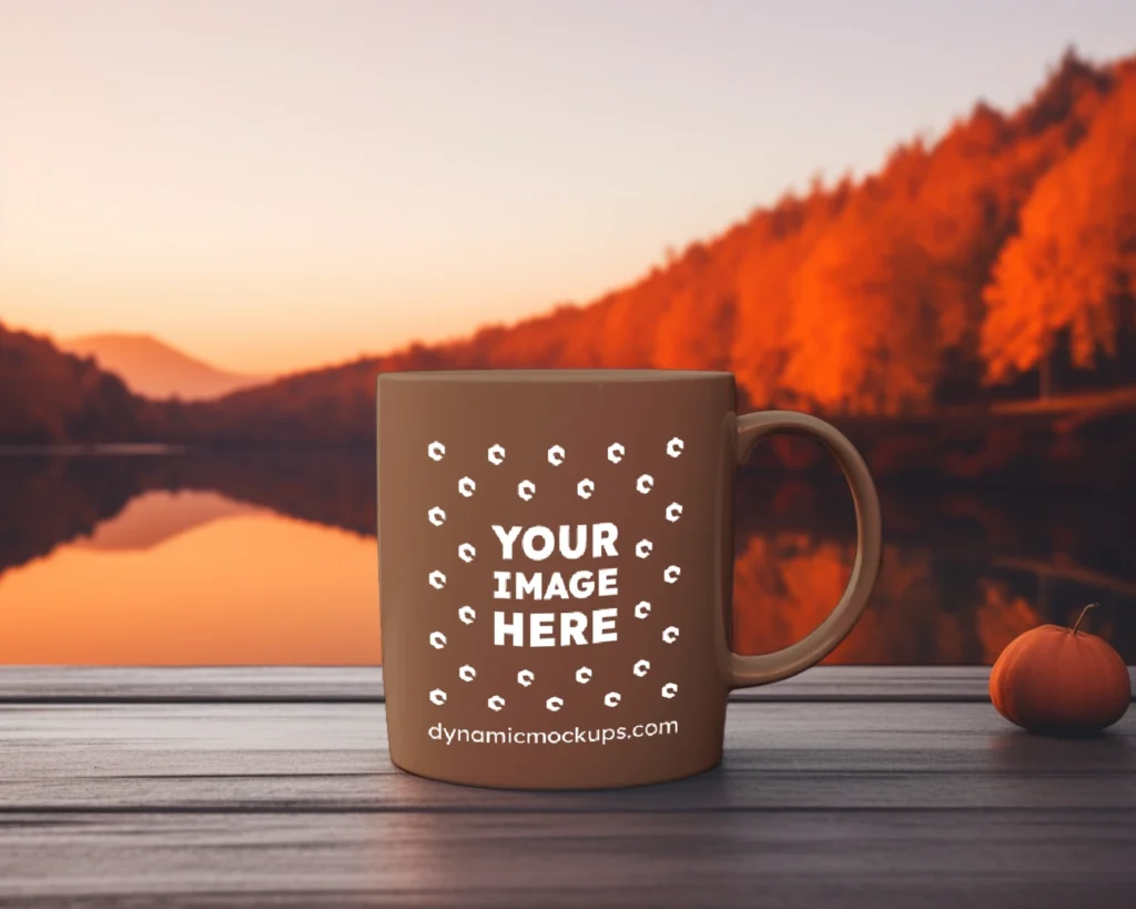 11oz Blank Brown Ceramic Coffee Mug Mockup Template