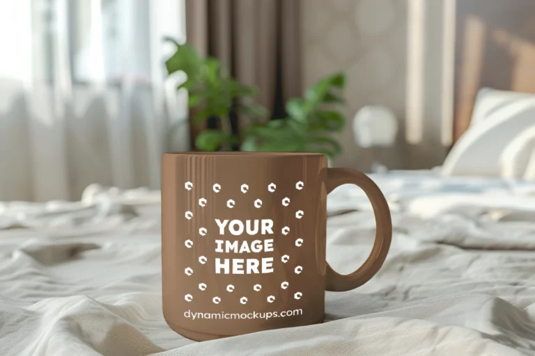 11oz Blank Brown Ceramic Coffee Mug Mockup Template