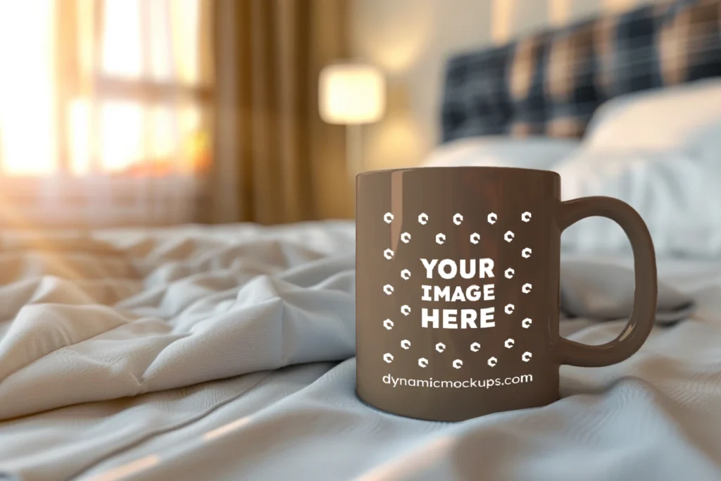 11oz Blank Brown Ceramic Coffee Mug Mockup Template