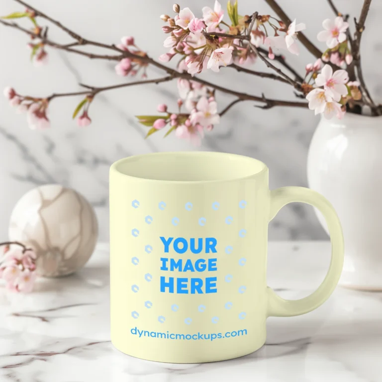 11oz Blank Cream Ceramic Coffee Mug Mockup Template