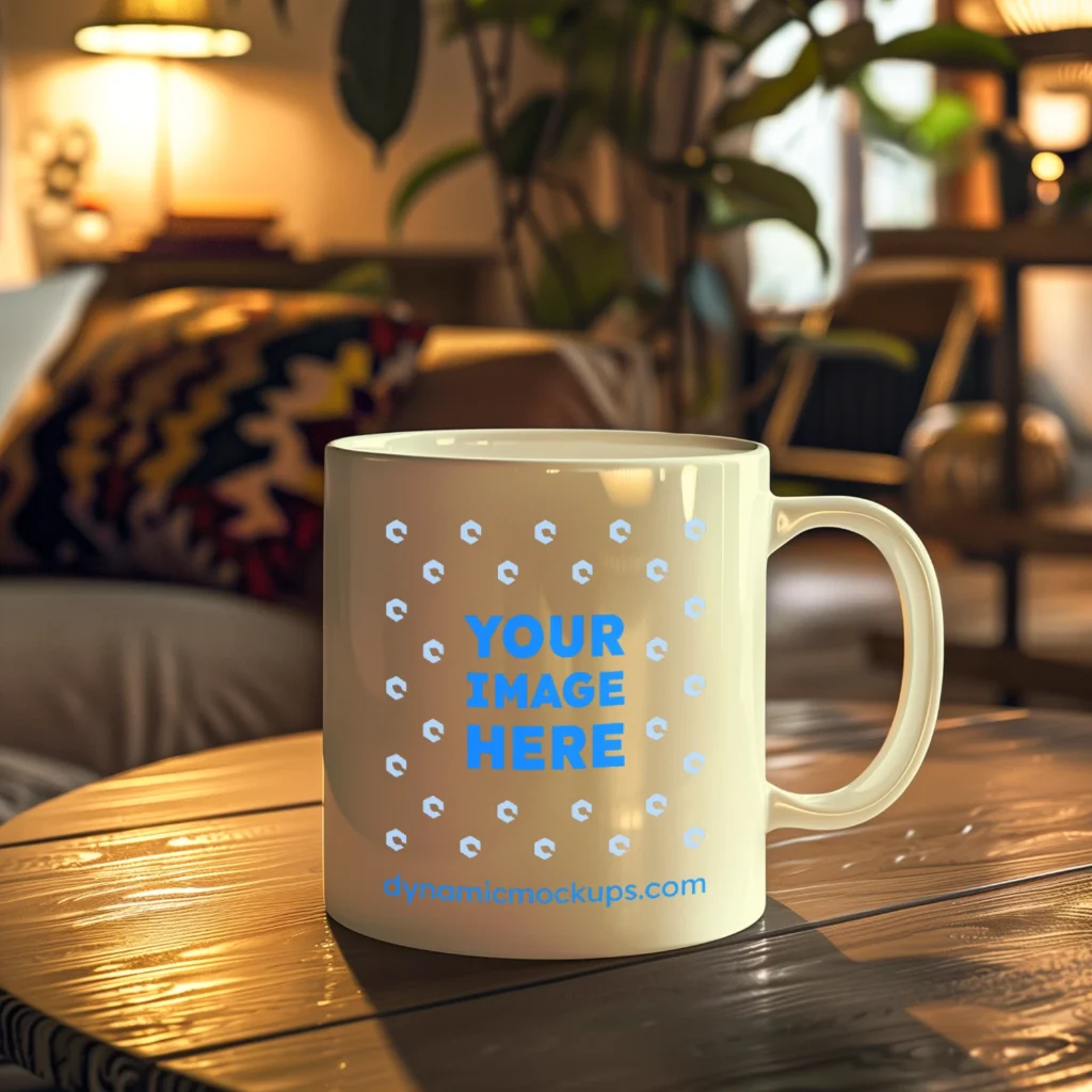 11oz Blank Cream Ceramic Coffee Mug Mockup Template