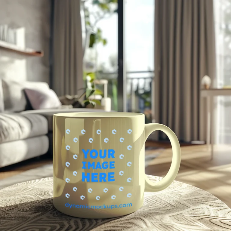 11oz Blank Cream Ceramic Coffee Mug Mockup Template