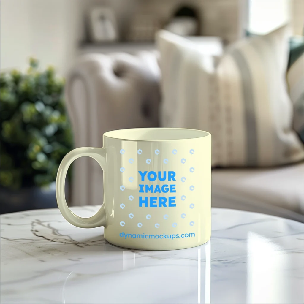 11oz Blank Cream Ceramic Coffee Mug Mockup Template