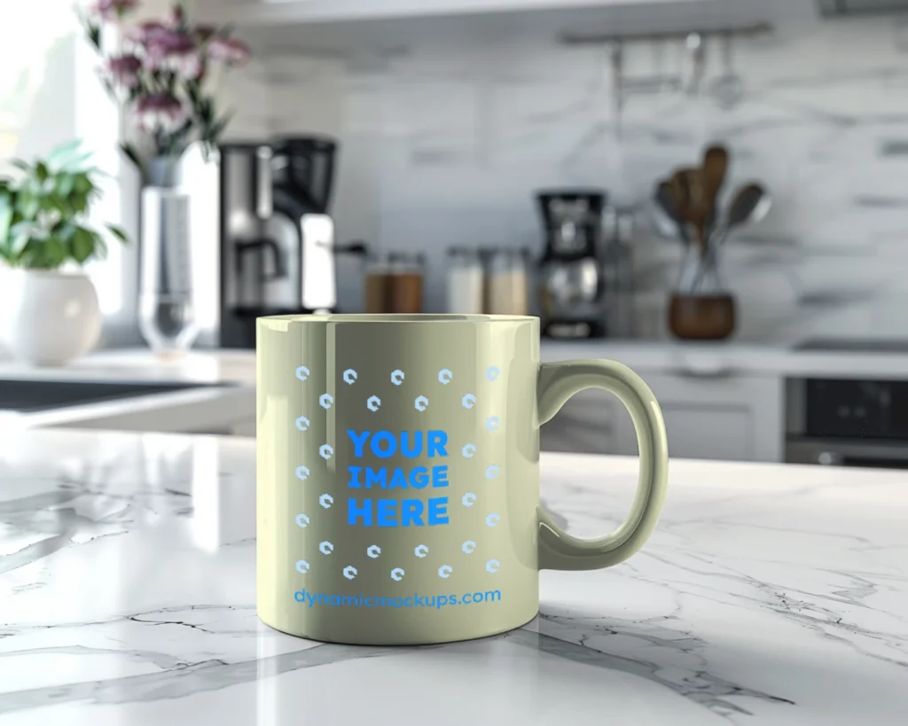 11oz Blank Cream Ceramic Coffee Mug Mockup Template