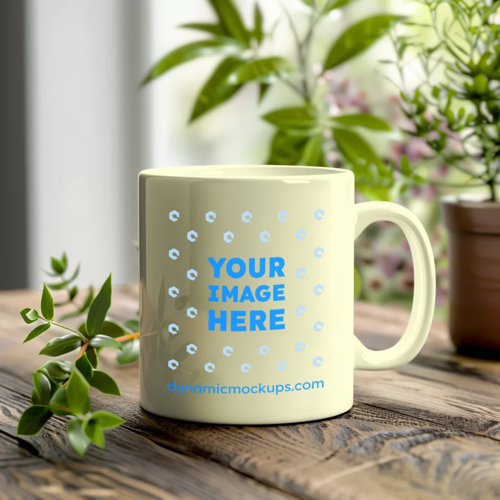 11oz Blank Cream Ceramic Coffee Mug Mockup Template