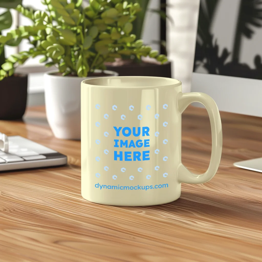 11oz Blank Cream Ceramic Coffee Mug Mockup Template