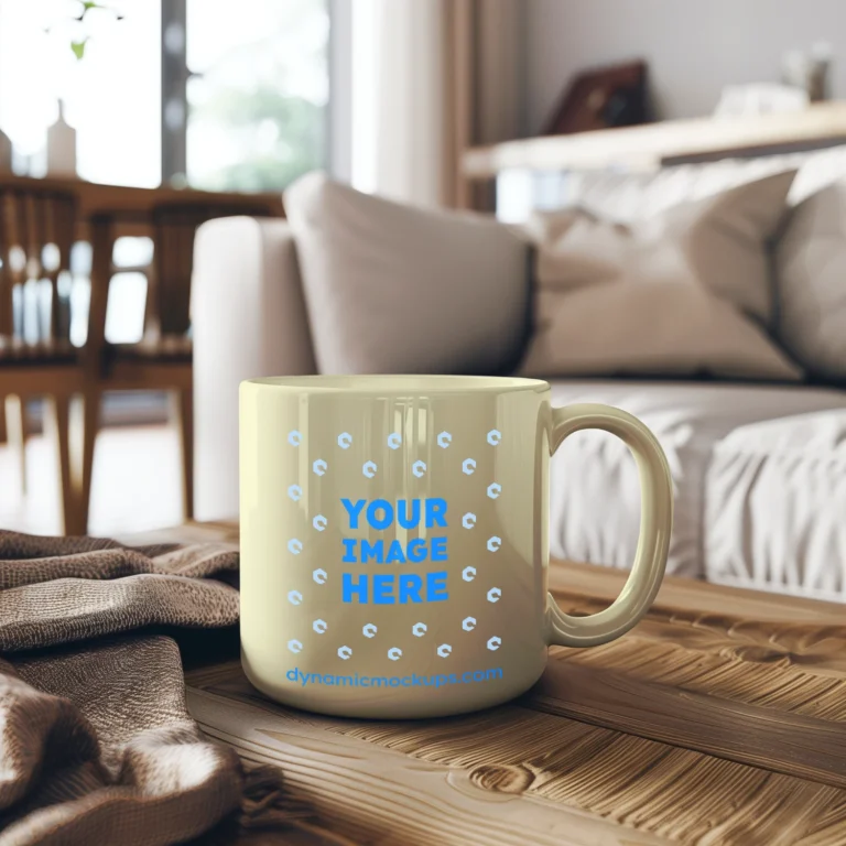 11oz Blank Cream Ceramic Coffee Mug Mockup Template