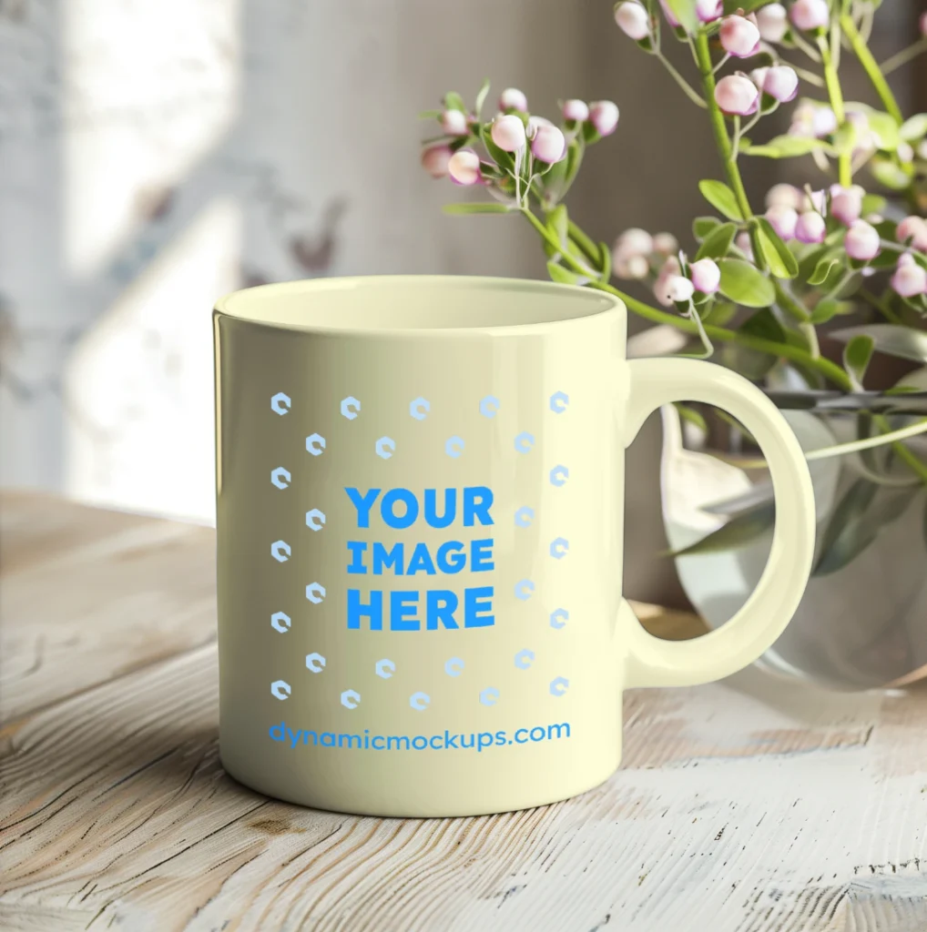 11oz Blank Cream Ceramic Coffee Mug Mockup Template