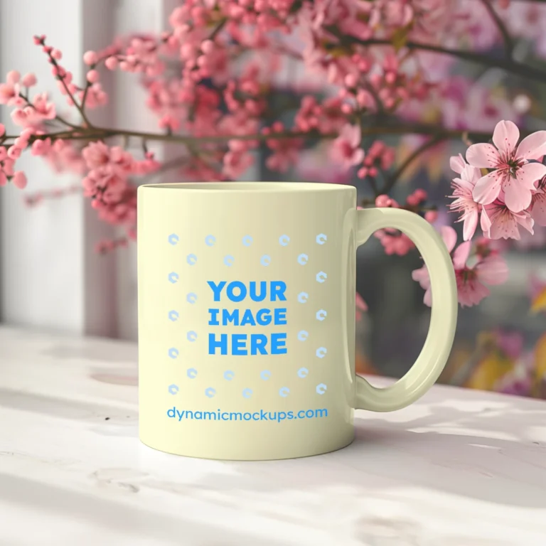 11oz Blank Cream Ceramic Coffee Mug Mockup Template