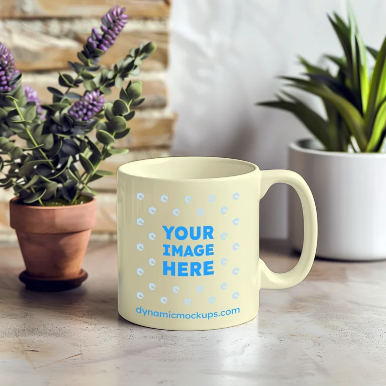 11oz Blank Cream Ceramic Coffee Mug Mockup Template