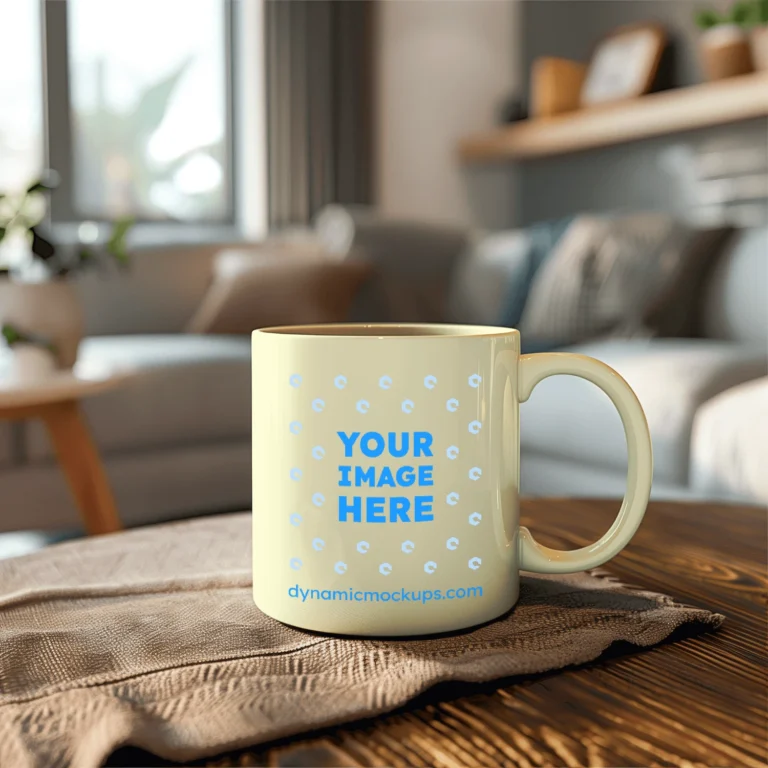 11oz Blank Cream Ceramic Coffee Mug Mockup Template