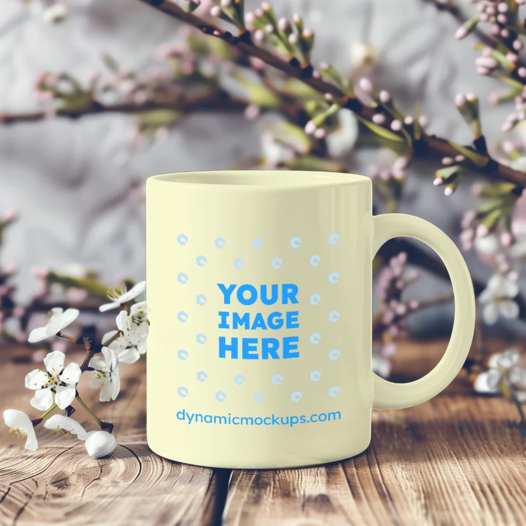 11oz Blank Cream Ceramic Coffee Mug Mockup Template