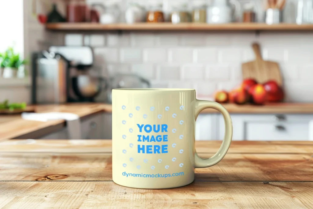 11oz Blank Cream Ceramic Coffee Mug Mockup Template