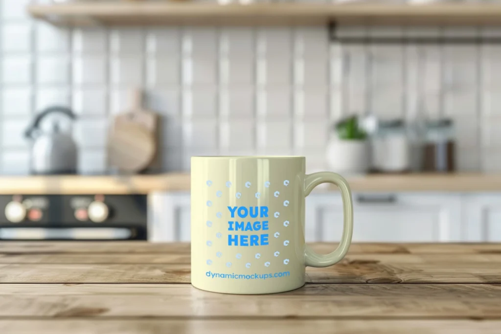 11oz Blank Cream Ceramic Coffee Mug Mockup Template