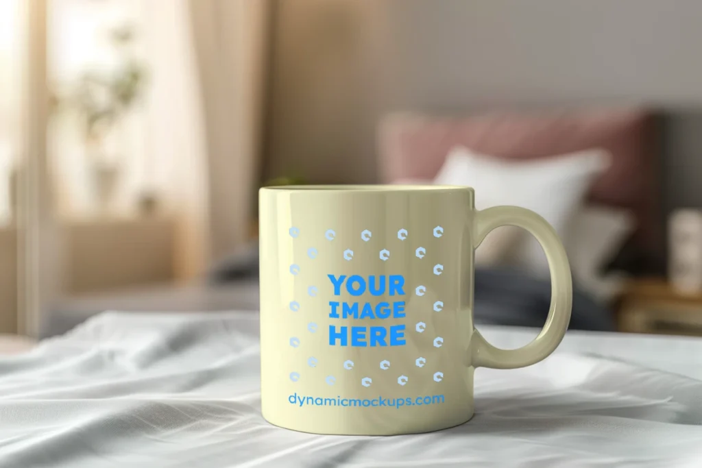 11oz Blank Cream Ceramic Coffee Mug Mockup Template