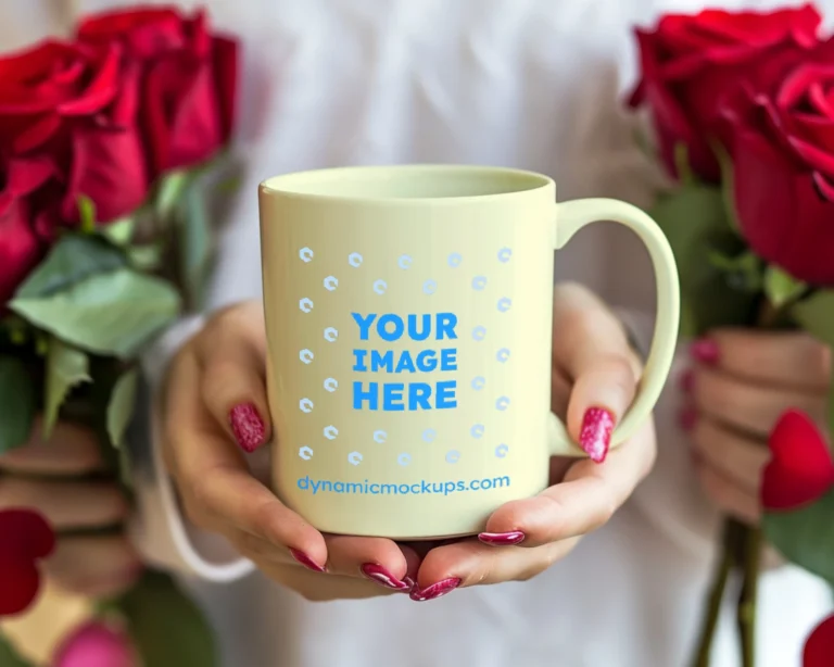 11oz Blank Cream Ceramic Coffee Mug Mockup Template