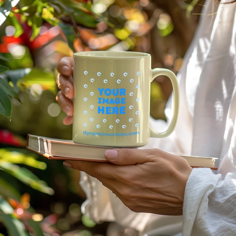 11oz Blank Cream Ceramic Coffee Mug Mockup Template