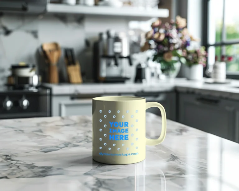 11oz Blank Cream Ceramic Coffee Mug Mockup Template