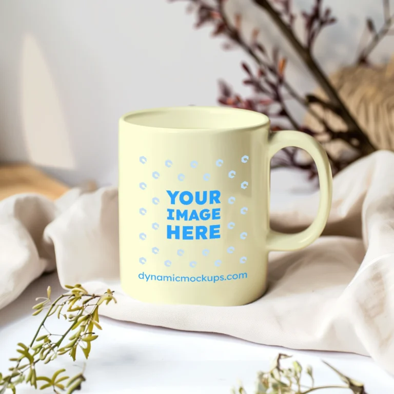 11oz Blank Cream Ceramic Coffee Mug Mockup Template