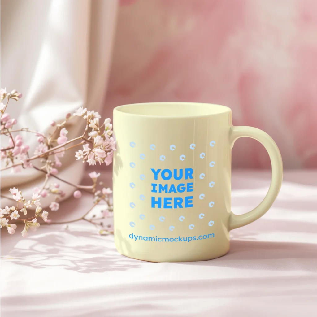 11oz Blank Cream Ceramic Coffee Mug Mockup Template