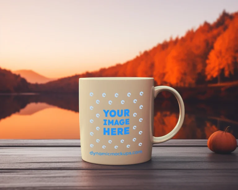 11oz Blank Cream Ceramic Coffee Mug Mockup Template