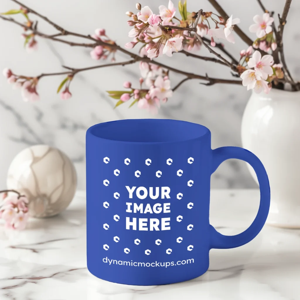 11oz Blank Dark Blue Ceramic Coffee Mug Mockup Template